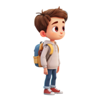 Cute cartoon boy student isolated on transparent background. png