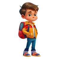 Cute cartoon boy student isolated on transparent background. png