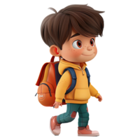 Cute cartoon boy student isolated on transparent background. png