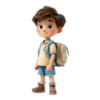 Cute cartoon boy student isolated on transparent background. png