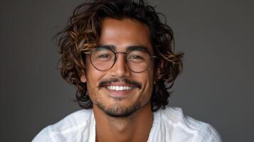 Man Wearing Glasses and White Shirt photo