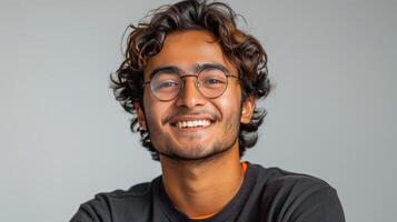 Man Wearing Glasses and White Shirt photo
