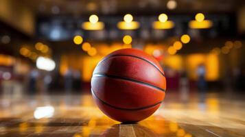 Basketball on Basketball Court photo