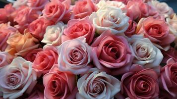 Large Bouquet of Pink and White Roses photo