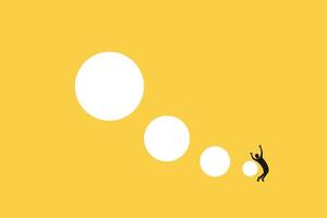 businessman avoid ball. Business growth abstract concept. Symbol of success, ambition, challenge, motivation and leadership. vector