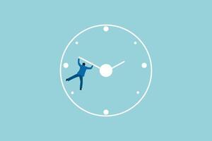 businessman or leader jumping trying to stop time. Concept of finance, economy, professional occupation, business and career. symbol of success, ambition, challenge, motivation and leadership vector