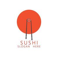 Sushi con palillo logo diseño. asiático comida restaurante icono. un modelo icono para japonés comida ilustración diseño vector