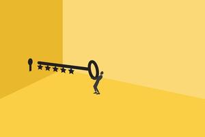 businessman put a stairs key in its place as an problem solution. vector
