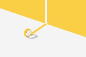 Adhesive Tape Sticking to Yellow and Gray Colored Background. Business creative solution, break free of convention, stereotype, concept. Symbol of challenge vector