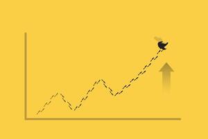 Business concept illustration of a businessman taking the graphic chart up with his footsteps. Eps10 illustration. vector