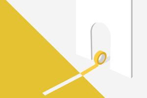 Adhesive Tape Sticking to Yellow and Gray Colored Background. Business creative solution, break free of convention, stereotype, concept. Symbol of challenge. gate vector