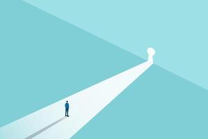 Business recruitment or hiring concept. Looking for talent. Business man standing in spotlight or searchlight looking for new career opportunities. Eps10 illustration. vector