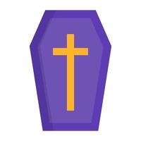 Flat design Christian coffin icon. vector