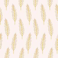 Twigs with berries, seamless pattern. Blooming herbs on a beige background. Summer floral illustration. Spring meadow botanical print, wild plants fabric vector
