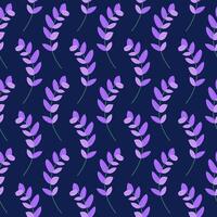 Eucalyptus branch with violet leaves, seamless pattern on a dark blue background. Twigs of tree plant. Botanical summer illustration. Modern style design vector