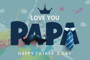 Father's Day poster or banner template with blue background. vector