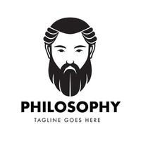 Silhouette logo design for a simple flat Head and Face of an ancient philosopher vector