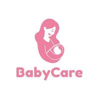 madre y bebé ilustración de un contento sonriente cuidador participación un bebé lata ser usado para un bebé cuidado logo vector