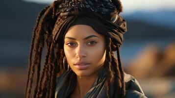 Woman With Dreadlocks and Scarf photo
