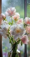 Pink Flowers With Water Droplets photo