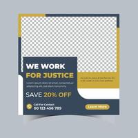 Best law service and law consultation social media post banner template vector