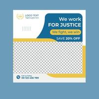 Law firm Social Media Post Design or Law and Justice Web Banner template vector