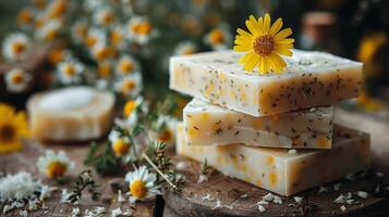 Bar of Soap on Wooden Bowl photo