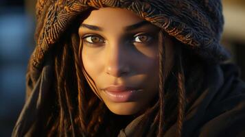 Woman With Long Dreadlocks Standing in Room photo