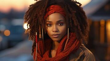 Woman With Dreadlocks and Scarf photo