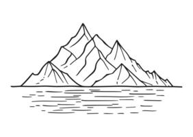 Line art mountain icon style vector