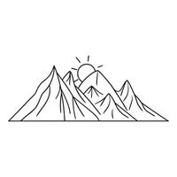 Line art mountain icon style vector