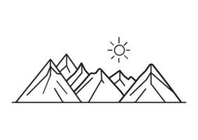 Line art mountain icon style vector