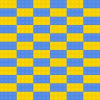 Isolated Yellow and Blue Brick Toy Plastic background. Constructor Blocks Seamless Pattern vector