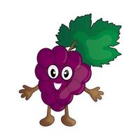 Cute cartoon smiling grape. Fruit on a white background. vector