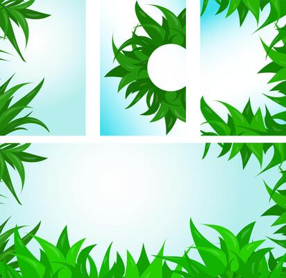 Set of universal nature backgrounds made of leaves with copy space.