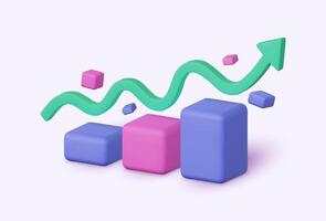 3D realistic upward arrow. Represents successful business strategy. vector