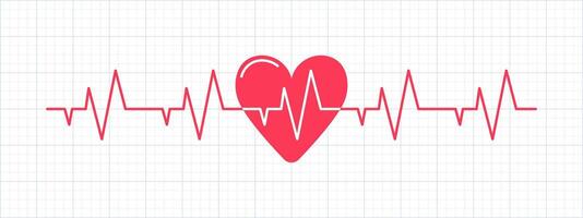 electrocardiograma concepto. electrocardiograma, línea dibujo corazón legumbres. latido del corazón, cardiograma, ola señal. cuidado de la salud, médico antecedentes. térmico grabación gráfico cinta o térmico papel. electrocardiografía. salud. vector