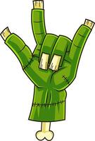 Green Zombie Hand Showing Rock N Roll Gesture vector