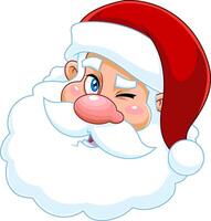 Classic Santa Claus Face Portrait Cartoon Character Winks vector