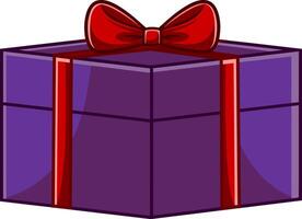 dibujos animados púrpura regalo caja con cinta vector