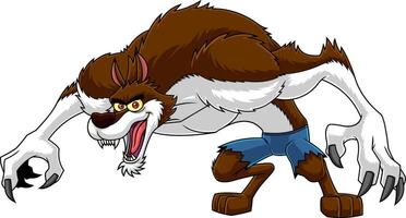 Werewolf Cartoon Character. Hand Drawn Illustration vector