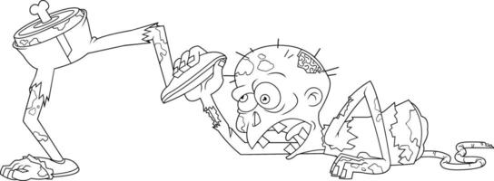 Outlined Crawling Zombie Cartoon Character vector