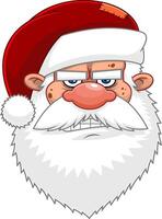 enojado malo Papa Noel claus cara retrato dibujos animados personaje con rechinar dientes vector