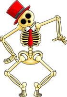 Halloween Skeleton Ghost Cartoon Character Dancing vector