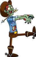 Cowboy Zombie Cartoon Character Walking vector