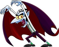Scary Vampire Cartoon Character Attacking With Hands Up vector