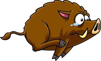 Scared Little Wild Boar Cartoon Character Running vector