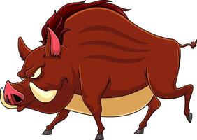 Angry Giant Wild Boar Cartoon Character Running vector