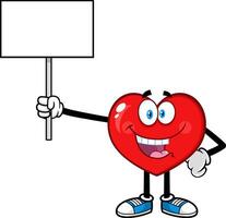 Red Heart Cartoon Character Holding A Blank Sign vector