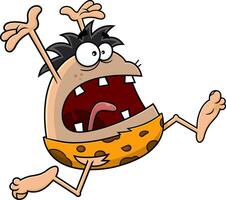 Scared Caveman Cartoon Character Running vector